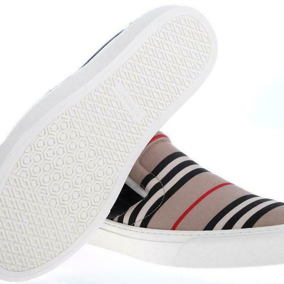 Burberry Black Leather & Icon Stripe/Check AMF Thompson Icon Men's Sneakers - Picture 7 of 7